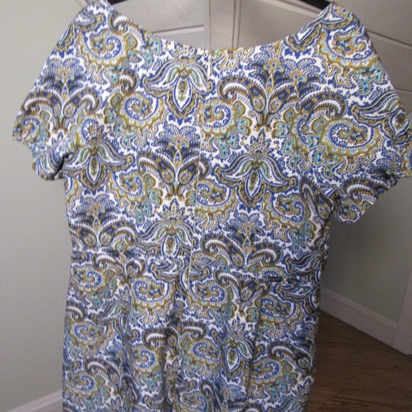 J Crew Dolores Shift Dress in Peacock Paisley Size 12 Cotton Silk Blend Lined - Picture 6 of 9
